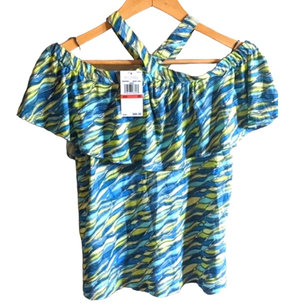 NWT $88 Value! Michael Kors Cold Shoulder Halter Top Blouse